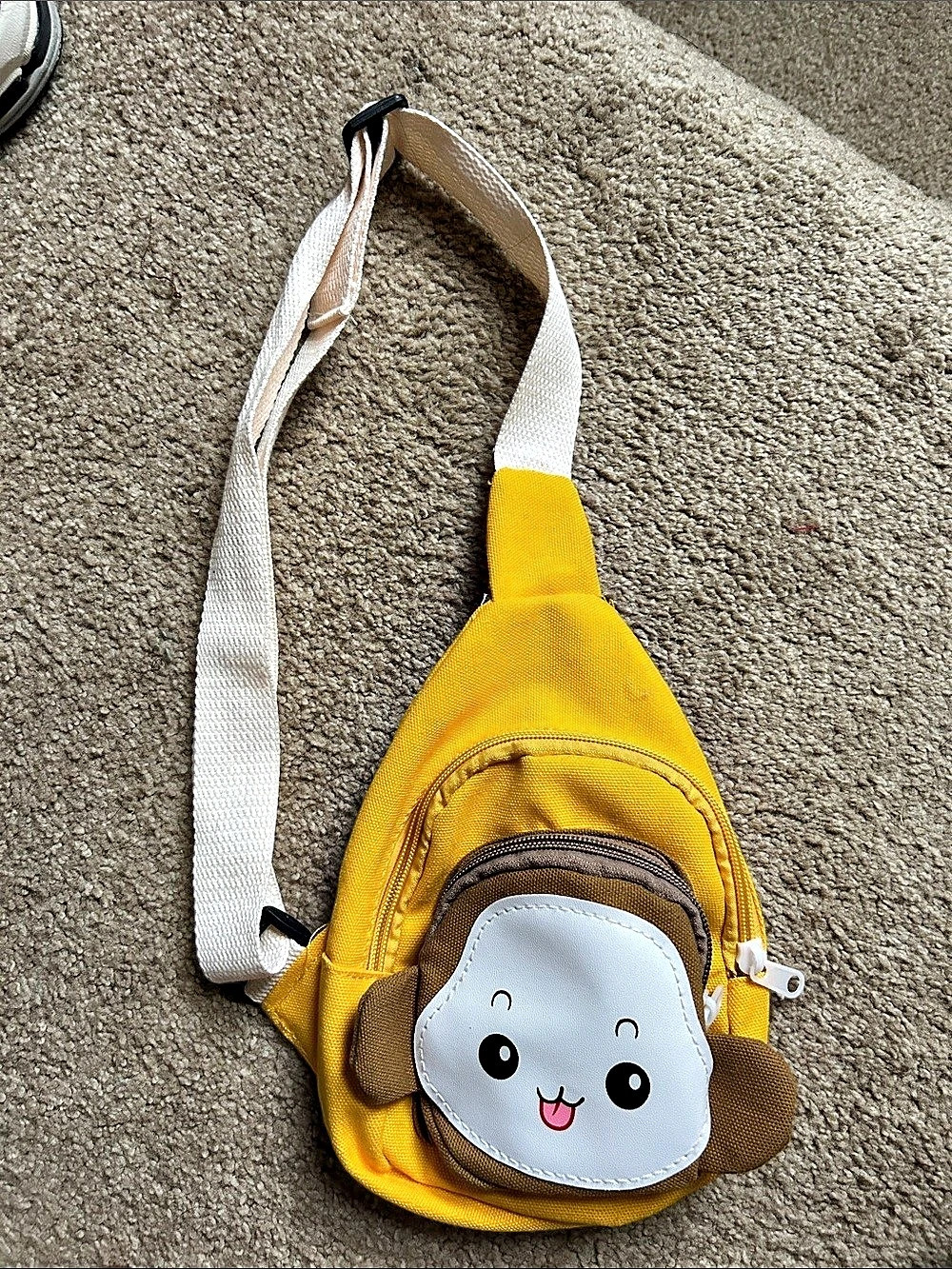 Kids Yellow & White Monkey Crossbody Bag